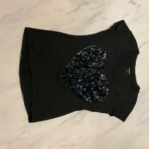 Black T-Shirt with Sequin Heart